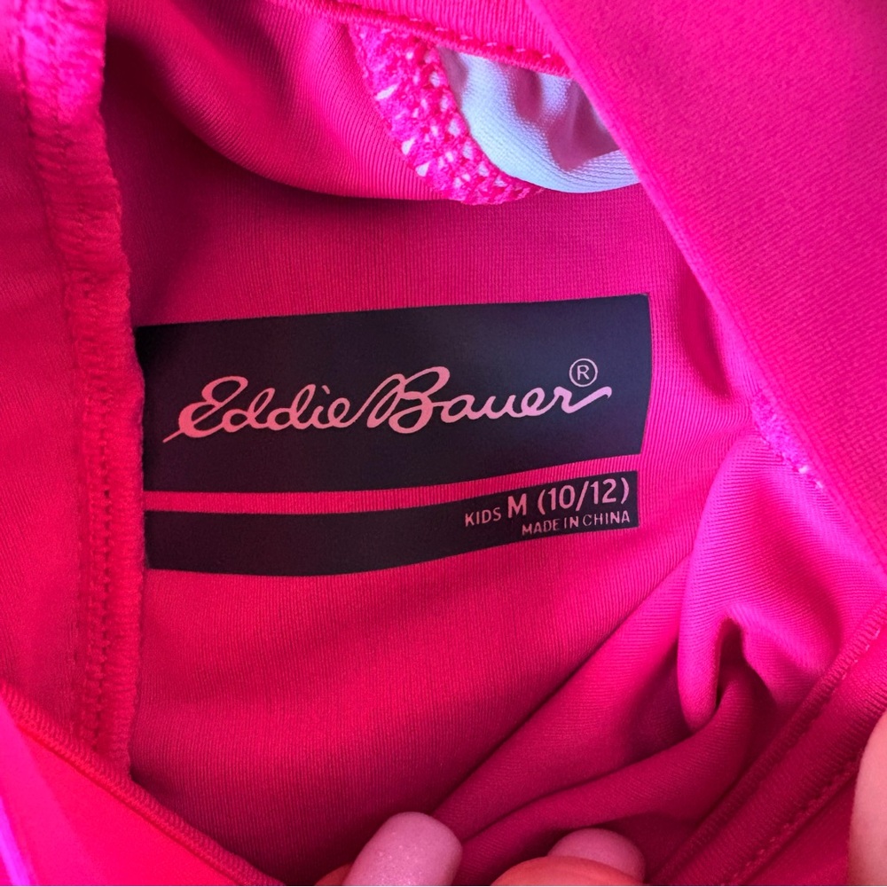 Eddie Bauer Girls M 10/12 Swim Shirt Short Sleeves Pink Rush Guard Swimsuit - Picture 6 of 6